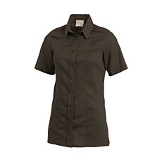 Blouse à manches courtes en fibres mélangées, résistant au chlore brun
