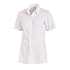 Blouse à manches courtes en fibres mélangées, résistant au chlore blanc