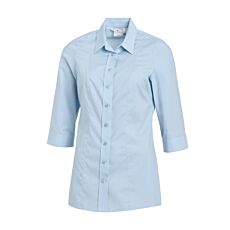 Blouse à manches 3/4 en fibres mélangées, résistant au chlore bleu clair