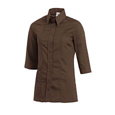 Blouse à manches 3/4 en fibres mélangées, résistant au chlore brun