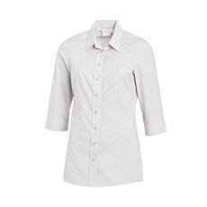 Blouse à manches 3/4 en fibres mélangées, résistant au chlore blanc