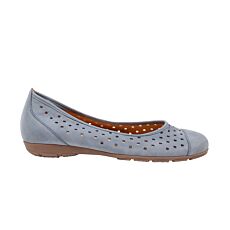 GABOR Ballerine en cuir perlé légèrement brillant, légère et respirante bleu jean