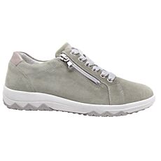 WALDLÄUFER Damen-Schnürschuh, Veloursleder, Bequemweite H mint