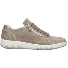 WALDLÄUFER Damen-Schnürschuh, Veloursleder, Bequemweite H camel