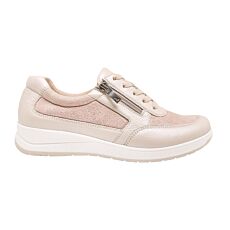 Caprice Schnürschuh aus Leder mit Reissverschluss beige