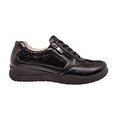 Caprice Schnürschuh aus Leder mit Reissverschluss schwarz