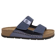 ROHDE Pantolette mit Klettverschlüssen und Lederfussbett marine