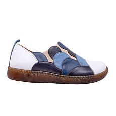 GEMINI Schlupfschuh aus Anilinleder mit Elasteinsatz weiss-blau