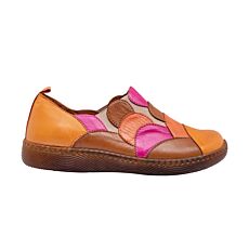 GEMINI Chaussure à enfiler en cuir aniline, souple et ajustable orange