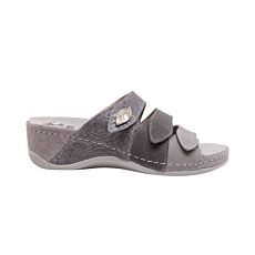 MUBB Pantolette mit Klettverschluss grau