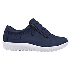 WALDLÄUFER Damen-Schnürschuh, Hirschleder, Extraweite K marine