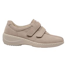 WALDLÄUFER Damen-Klettslipper, Leder camel