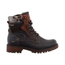 MUSTANG Schnürstiefelette Damen, Softmaterial mit Warmfutter – marine