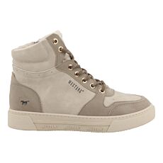 MUSTANG Mid Cut Sneaker Damen, Softmaterial mit Warmfutter – beige