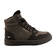 MUSTANG Mid Cut Sneaker Damen, Softmaterial mit Warmfutter – schwarz