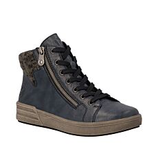 RIEKER Stiefelette Damen, Glattleder mit MemoSoft Fussbett – marine