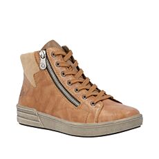 RIEKER Stiefelette Damen, Glattleder mit MemoSoft Fussbett – braun