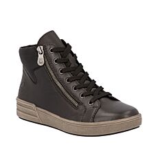 RIEKER Stiefelette Damen, Glattleder mit MemoSoft Fussbett – schwarz
