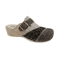 MUBB Mule femme, feutre de laine aspect patchwork – gris