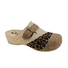 MUBB Mule femme, feutre de laine aspect patchwork – brun-beige