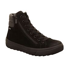 LEGERO Bottine à lacets femme, cuir velours avec membrane Gore-Tex – noir