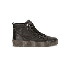 GABOR Mid Cut Sneaker Damen, Nappaleder mit Seitenreissverschluss – schwarz