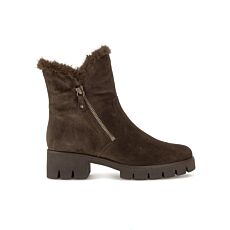 GABOR Bottine femme, cuir velours avec doublure chaude – brun