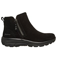 SKECHERS Botte à enfiler femme, cuir avec doublure chaude et Air-Cooled Memory Foam – noir
