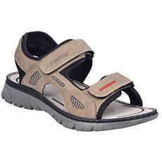 RIEKER Sandale à scratches avec voûte plantaire en microfibres camel