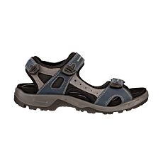 Ecco Sandale aus Nubuckleder mit Klettverschlüssen blau-grau