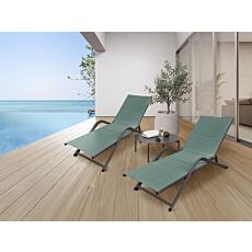 Chaise longue «River», structure en aluminium, dossier réglable émeraude