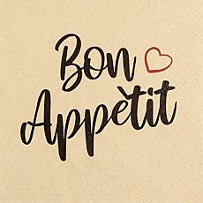 Servietten «Bon Appétit avec Cœur», 20 Stück, 33 x 33 cm