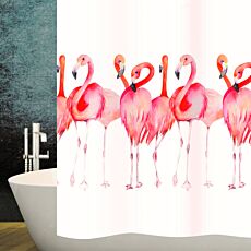 Rideau de douche textile diaqua «Flamingo», hydrofuge, motif flamant rose, 180x180/200 cm