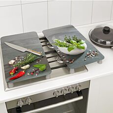 MAXIMEX Glas-Abdeckplatten «Kräuterküche», 2er-Set