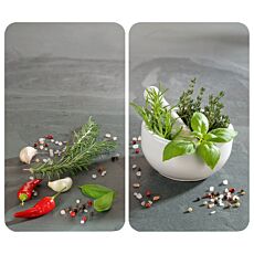 MAXIMEX Glas-Abdeckplatten «Kräuterküche», 2er-Set