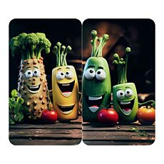 MAXIMEX Plaques de recouvrement en verre « Légumes rigolos », 30x52 cm