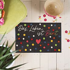 Türmatte Buntes Leben, 50 x 75 cm, farbenfrohes Punktedesign, rutschfest