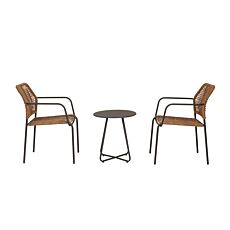 Balkonset «Jable», 3-teilig, mit stapelbaren Stühlen anthrazit