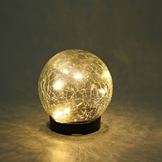 Lanterne solaire LED Boule de cristal, aspect craquelé, avec piquet