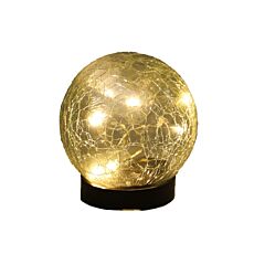 Lanterne solaire LED Boule de cristal, aspect craquelé, avec piquet
