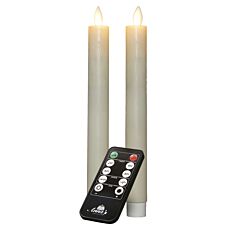 Stabkerzen 2er-Set, Echtwachs, aufladbar, Elfenbein