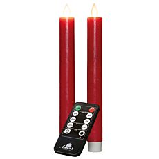 Stabkerzen 2er-Set, Echtwachs, aufladbar, Rot
