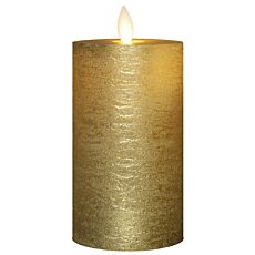 Stumpenkerze aus Echtwachs, gold, mit beweglicher Flamme