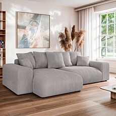 Ecksofa «Lunda» mit Bettfunktion, komfortabel und platzsparend grau