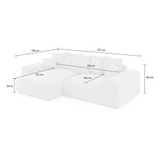 Canapé d'angle Lunda avec fonction lit, confortable et peu encombrant gris