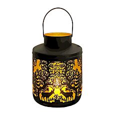 Laterne «Hirsche» in Zylinderform, stimmungsvolles Lichtspiel, schwarz-gold