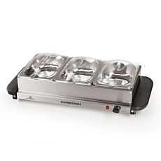 Gourmetmaxx Buffetwärmer «3–in–1», mit Edelstahlbehältern und Sichtdeckeln