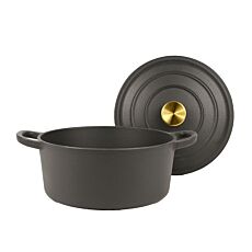 Gussbräter rund Schwarz-Gold, ofenfest bis 240°C