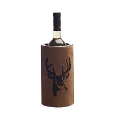 Seau à vin Nouvel « Motif cerf », avec revêtement en similicuir, pour bouteilles de 7,5 à 1 l