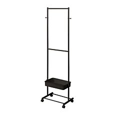 Portemanteau mobile, avec roulettes et panier réglable, noir